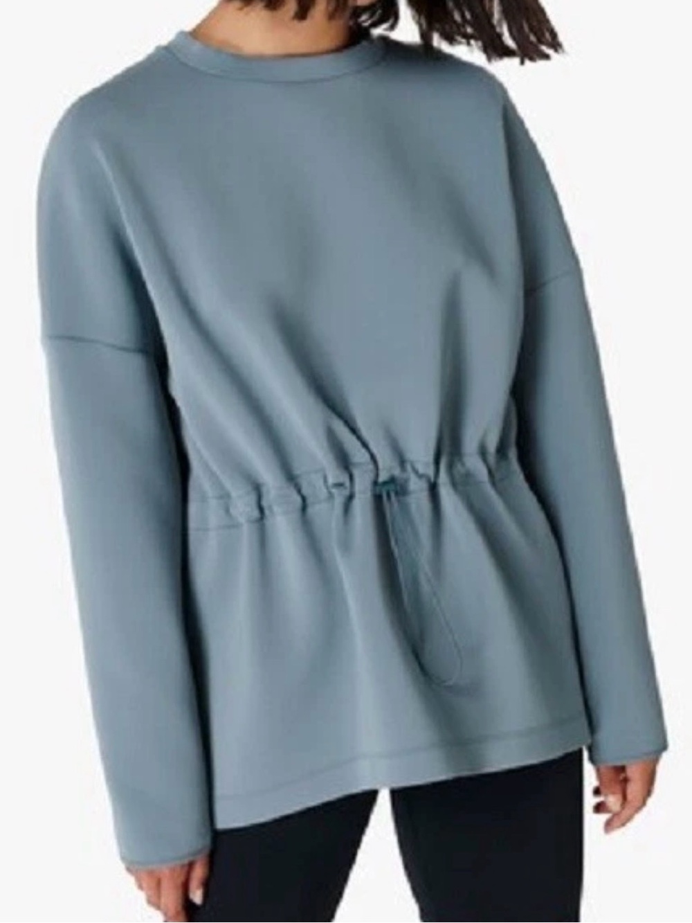SWEATY BETTY Grace scuba blue sweatshirt toggle waist oversized Women’s Medium